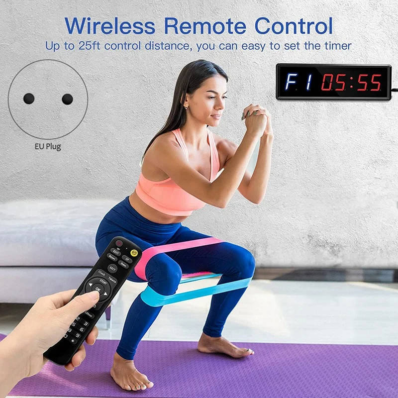 Training Gym Interval Timer Count Down/Up Clock,LED Gym Timer Stopwatch for Home Gym Fitness