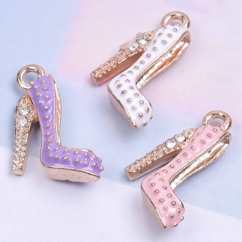 2Pcs 20*16mm Enamel Drop Oil High Heels Charms Pendant - PINK