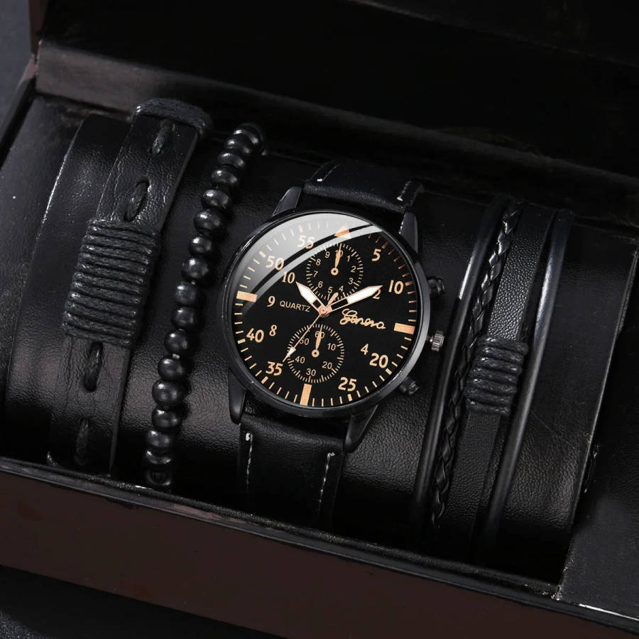 4pcs Quartz Watches Bracelet Watch Set - Rose Gold