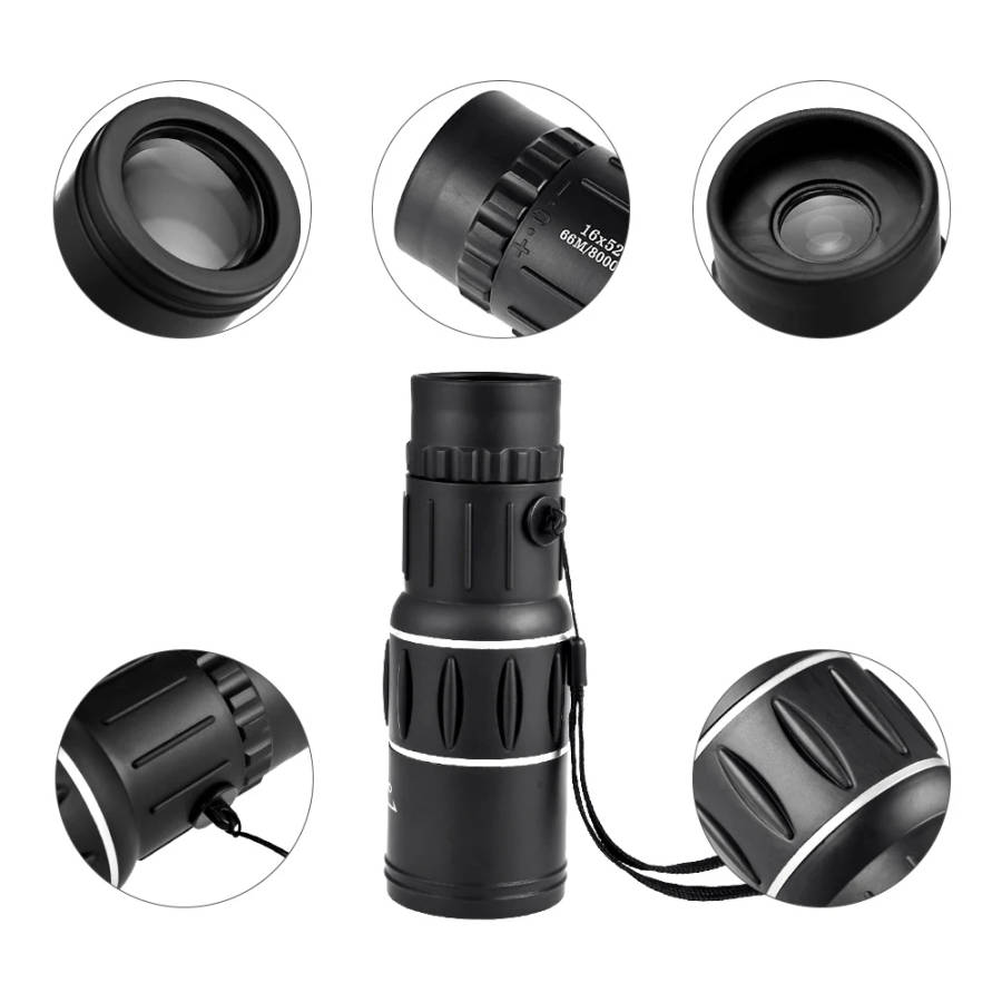 HD Scope 16x52 Dual Focus Monocular Telescope Hunting Handheld with Pouch