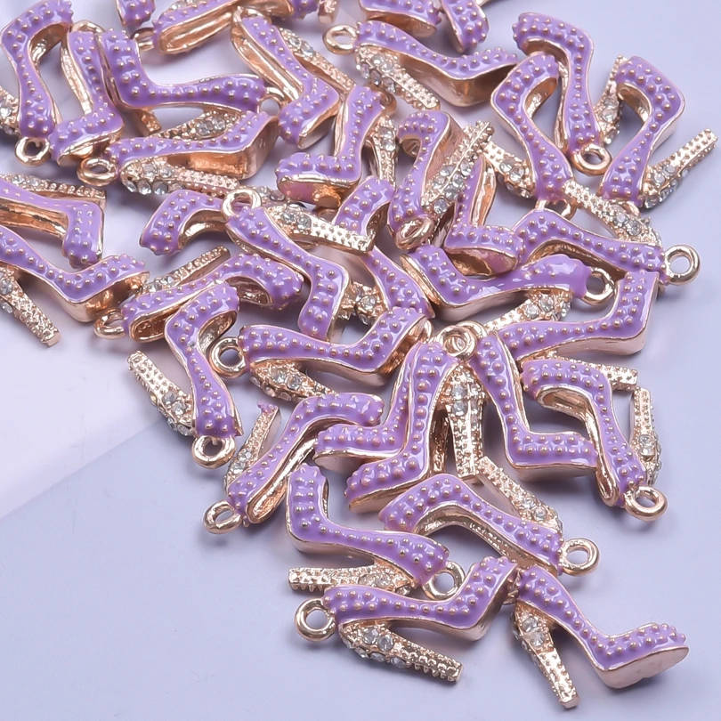 2Pcs 20*16mm Enamel Drop Oil High Heels Charms Pendant - PURPLE
