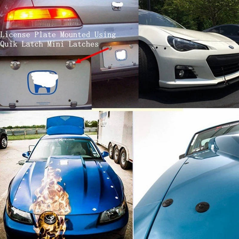 4X Quick Release Latch License Plate Lock Clip 1.25 Inch Diameter Car Hood Pins Lock Clip Kit