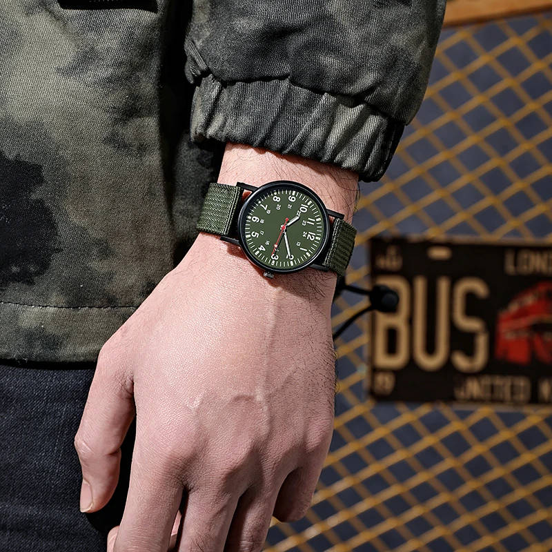 Luminous Nylon Band Military Watch Men Watches Army  Watch - BLACK