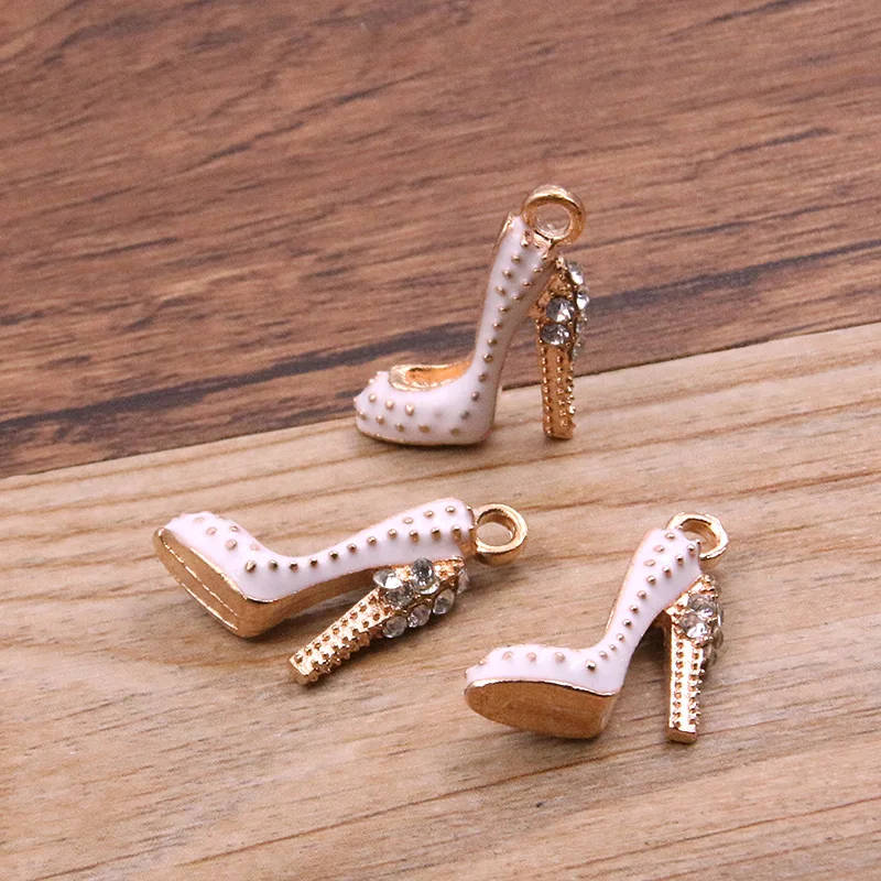 2Pcs 20*16mm Enamel Drop Oil High Heels Charms Pendant - WHITE