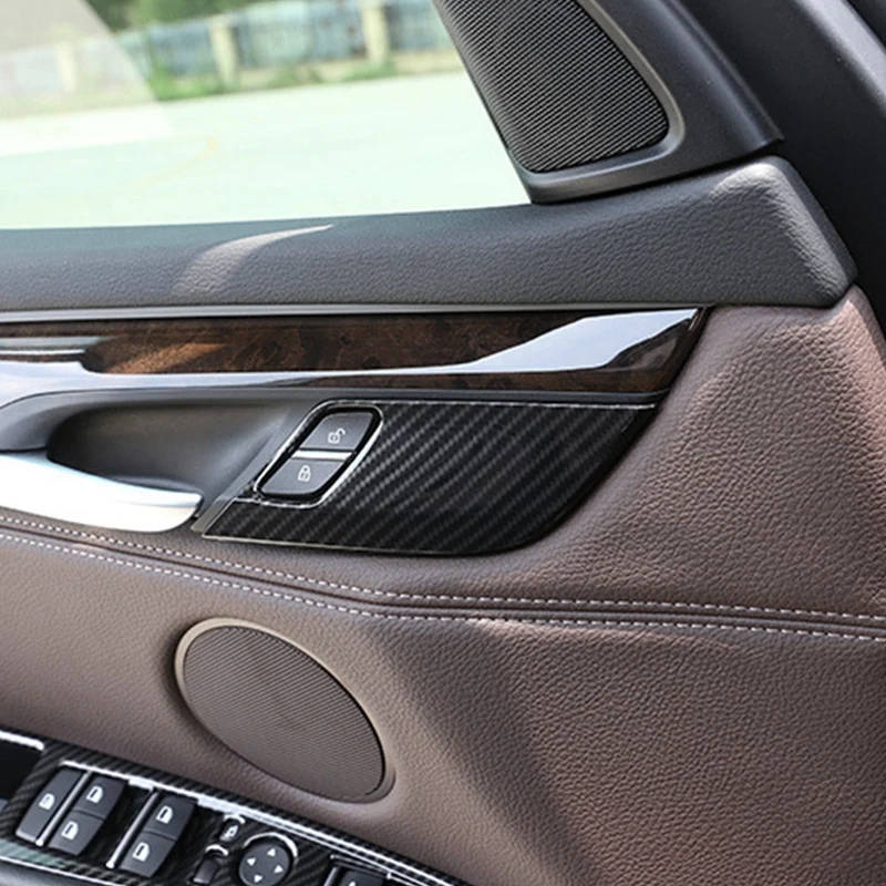 Car Texture Safety Door Lock Handle Bowl Cover Trim For-BMW X5 F15 2014 2015 2016 2017 2018