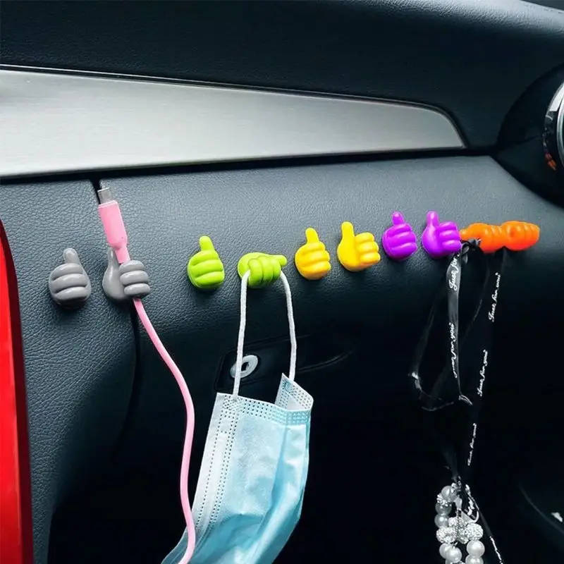6pc Self-Adhesive Silicone Thumb Wall Hook Cable Management Wire Organizer