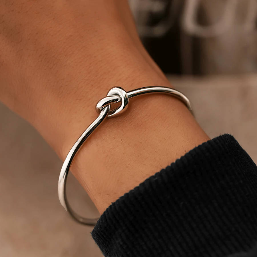 GENUINE STAINLESS STEEL Bracelets Vintage Fashion Twist Bangles - Silver