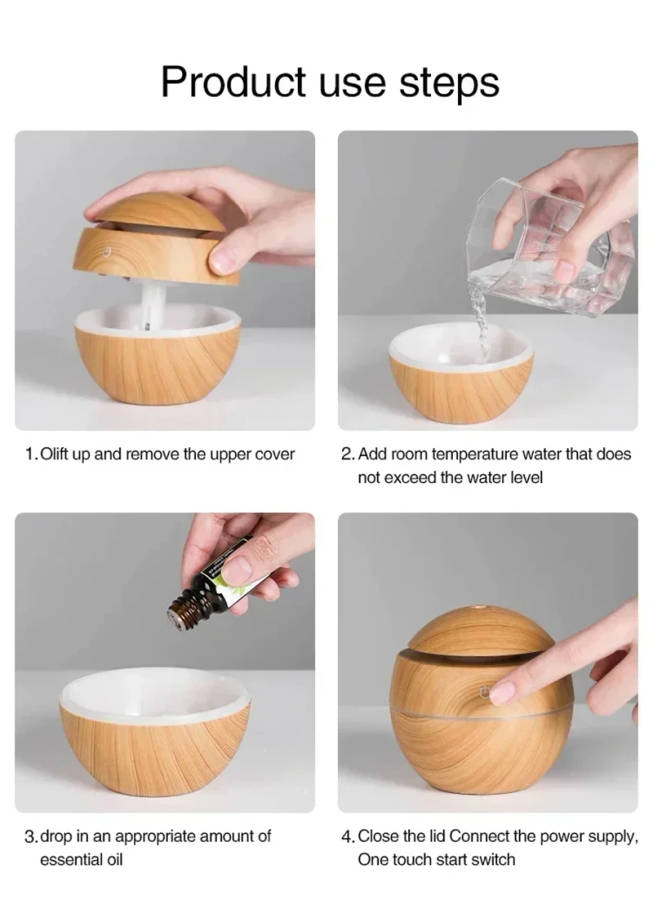 Ultrasonic aroma humidifier with color changing LED