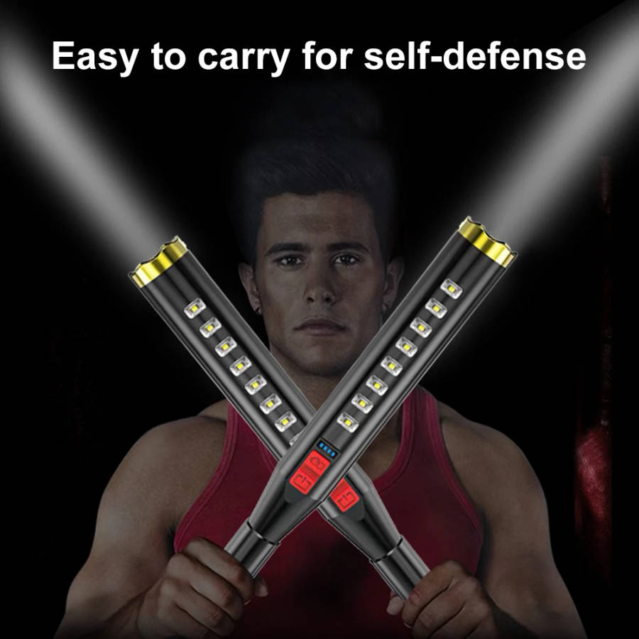 Ultra-Bright Baseball Bat Shape Flashlight  - OSL LED + 8 LED Rechargeable