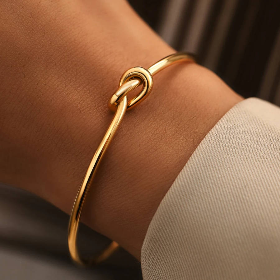 GENUINE STAINLESS STEEL Bracelets Vintage Fashion Twist Bangles - Gold