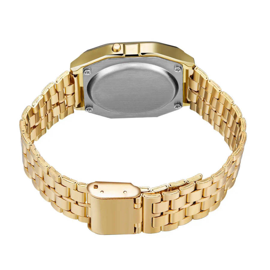 Men`s Digital Watches Luxury Stainless Steel Link Bracelet Wrist Watch - Gold
