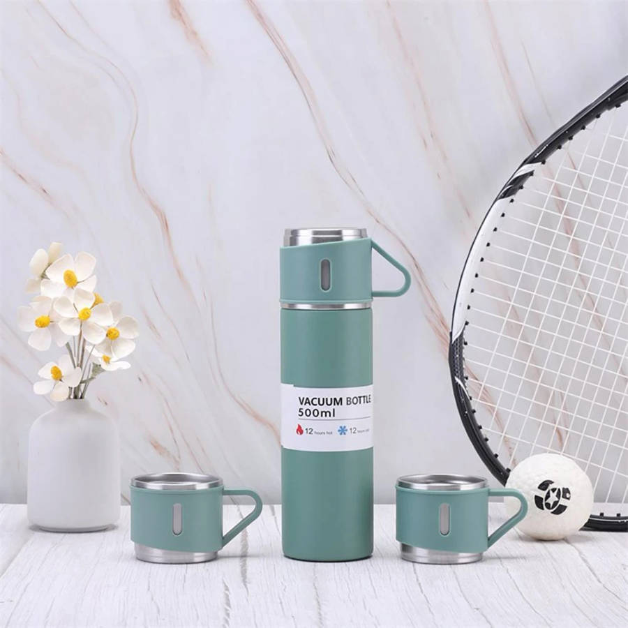 Thermo vacuum insulated flask bottle with cups - 500ml