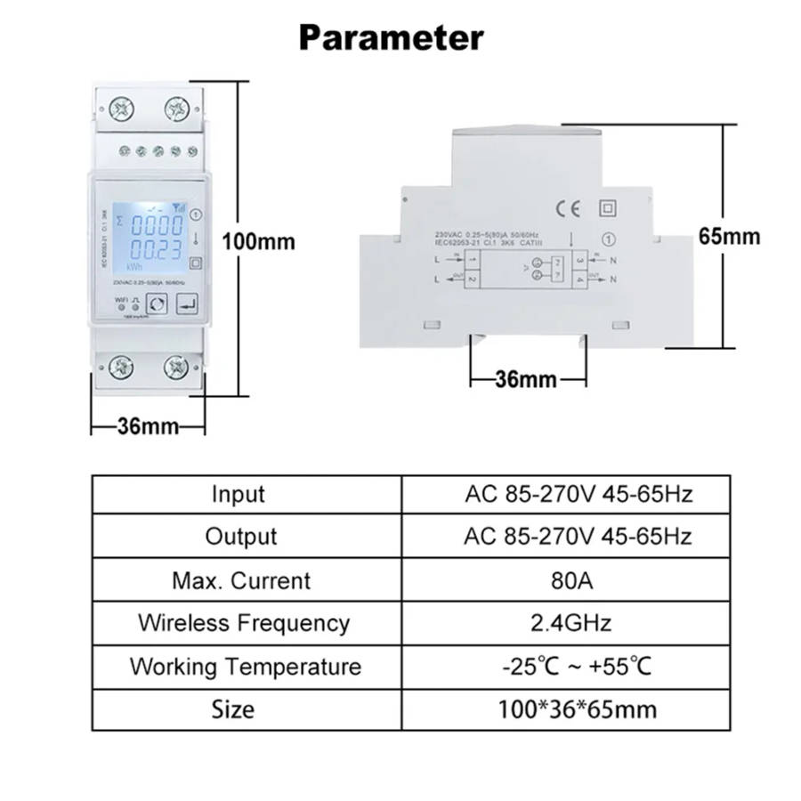 For ZigBee Technology Enabled Energy Meter Track Consumption Remotely Supports Single Phase 80A Din