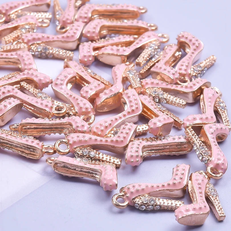 2Pcs 20*16mm Enamel Drop Oil High Heels Charms Pendant - PINK