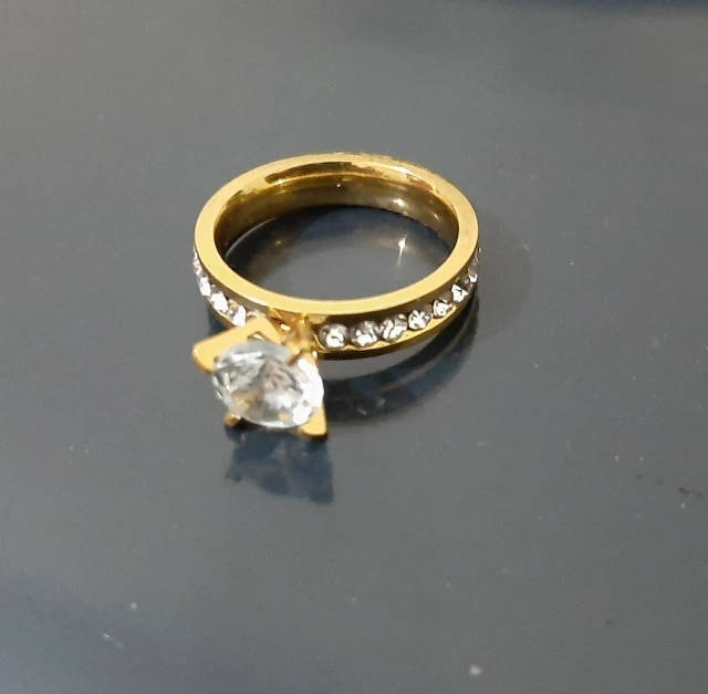 Genuine Stainless Steel Wedding Engagement Ring Gold Size 9