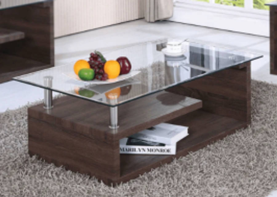 Coffee Tables - Tempered Glass Top - Brown Base
