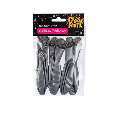 Metallic Silver Balloons, 6-pack