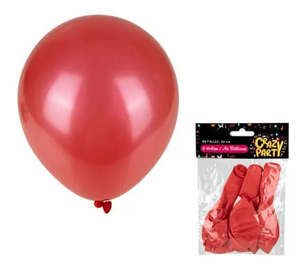 Metallic Red Balloons, 6-pack