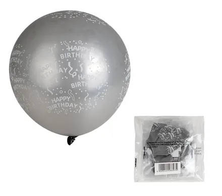 Silver Happy Birthday Balloon, 1-piece