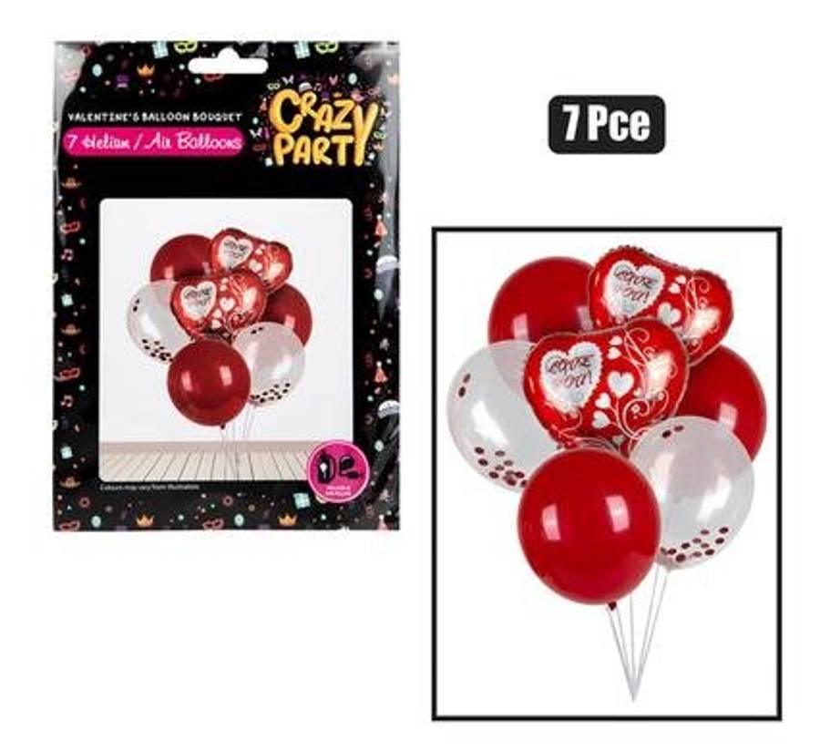BALLOONS HELIUM VDAY BOUQUET 7 Piece F-9