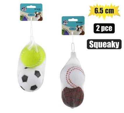 Dog Toy Vinyl Balls 6.5cm 2 Pack