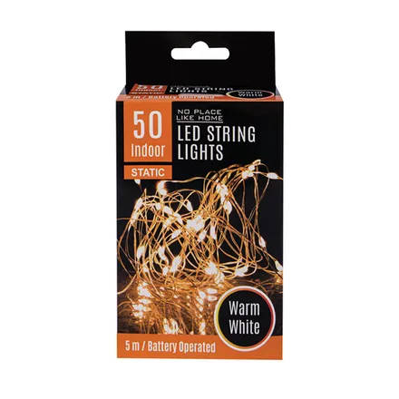 Fairy Lights 50 Bulb String Light Warm White, 5m