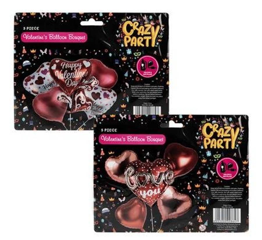 Balloons helium vday bouquet 5 Piece f-4