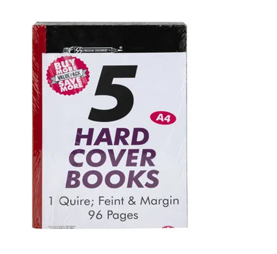 Hard Cover Book A4, 96-pages, 5-pack