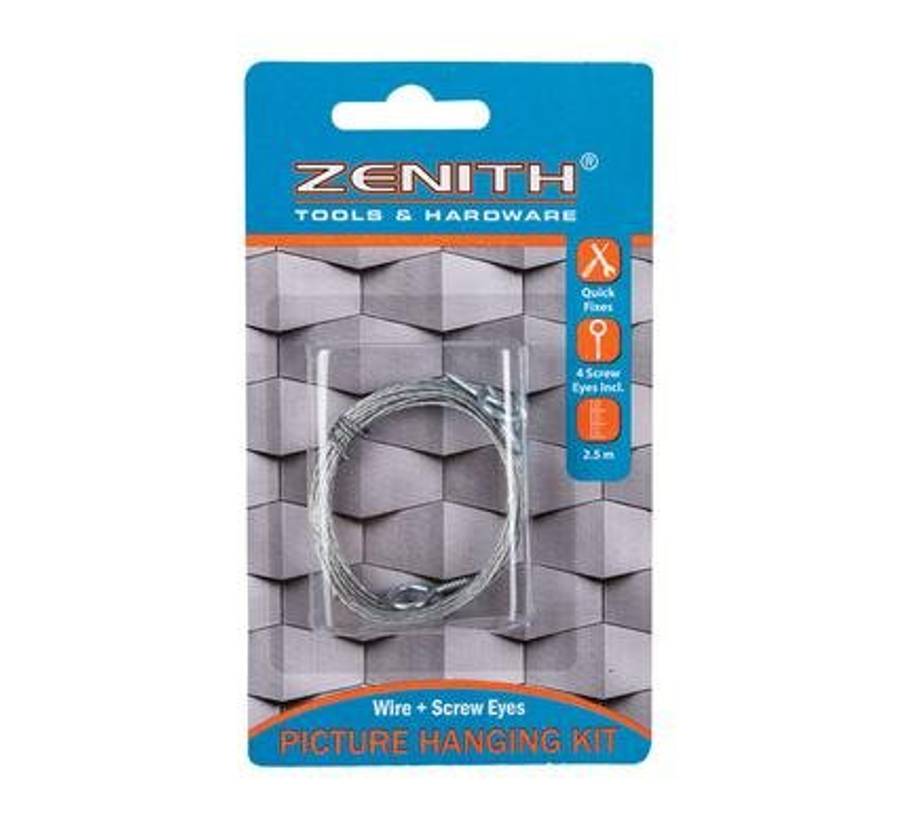 Picture-wire 2.5m+4xscrew-eyes zenith