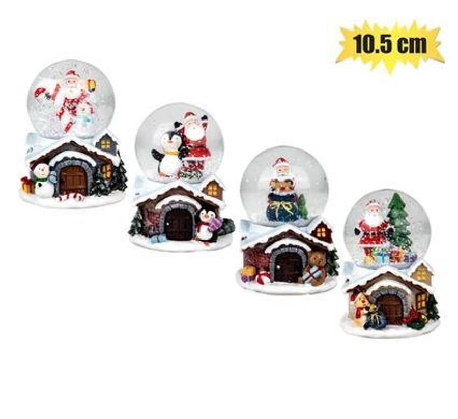 XMAS TABLE DECOR SNOW GLOBE ASSORTED 10.5cm