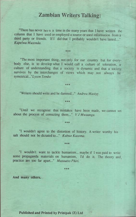 Zambian Writers Talking - Sumaili, F. K. M.