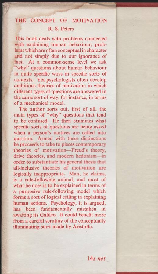 The Concept of Motivation - Peters, R. S.