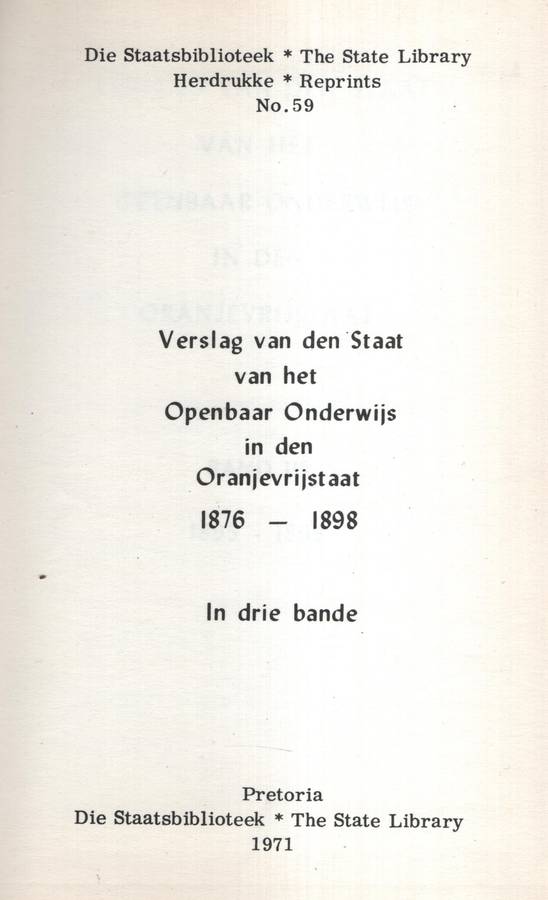 Verslag van den Staat van het Openbaar Onderwijs in den Oranjevrijst - Anon