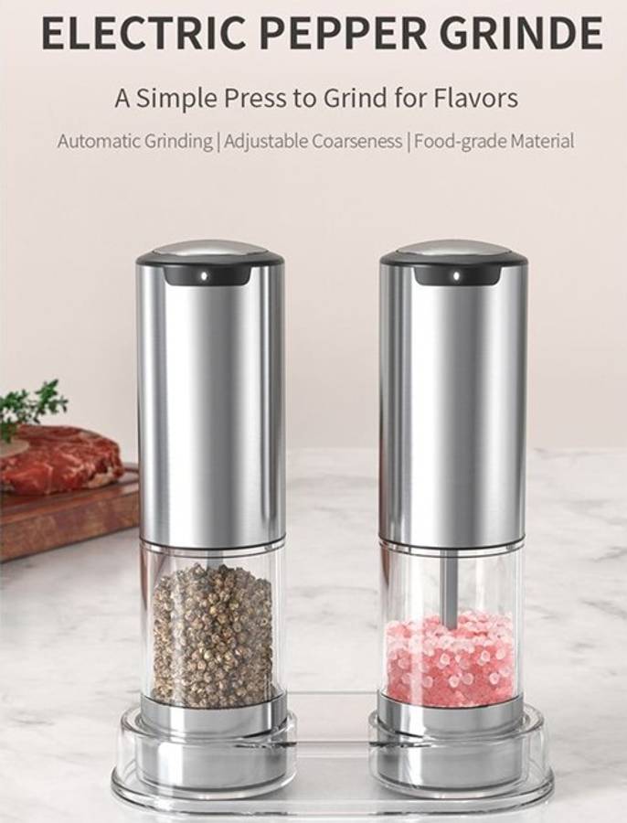 Feelive Rechargeable Pepper And Salt Grinder 2 Set With Stand