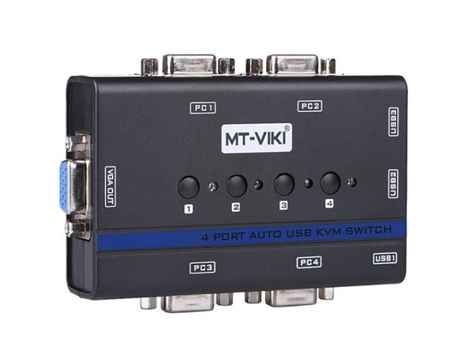 MT-Viki MT-461KL 4-Port Auto USB KVM Switch with 4 Cables - MT-Viki