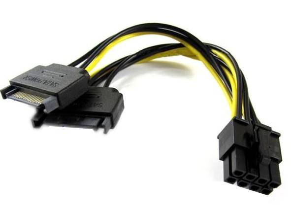 Graphics Cards Power Converter 2 x SATA Male to 8-Pin Female