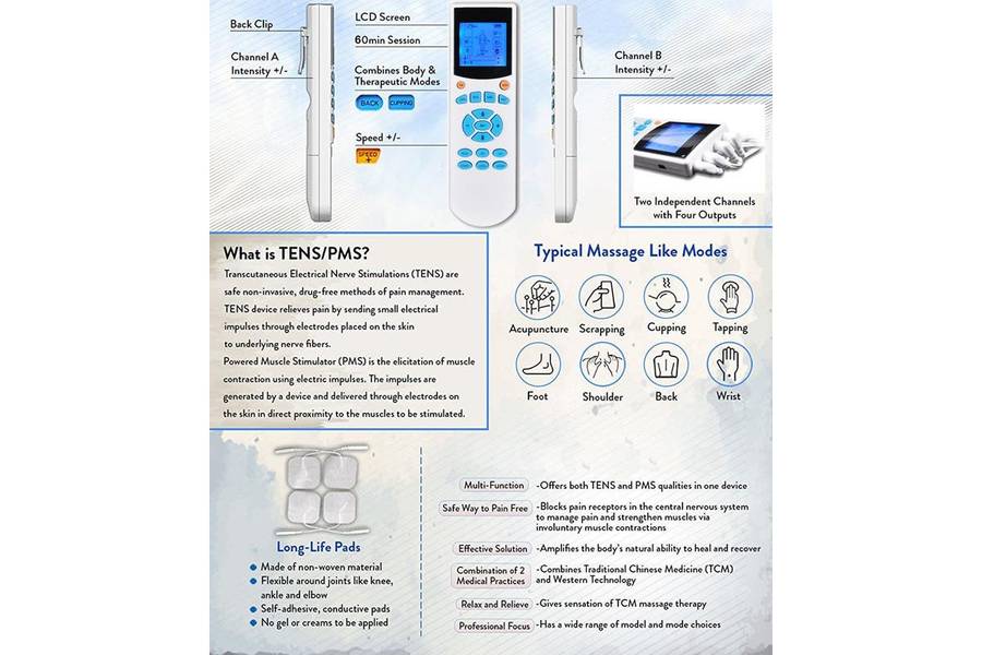 TENS EMS Machine Pain Relief Massager, 4 Channel