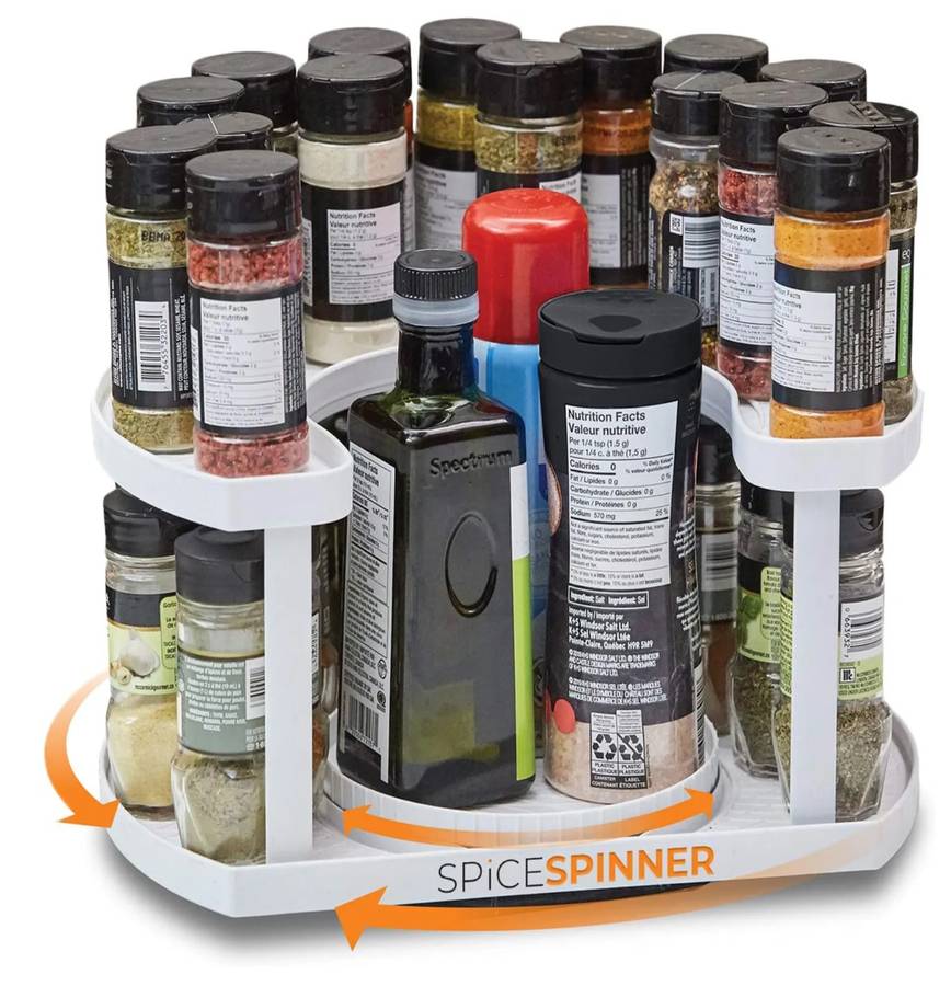 D-shape two tier spice spinner organizer