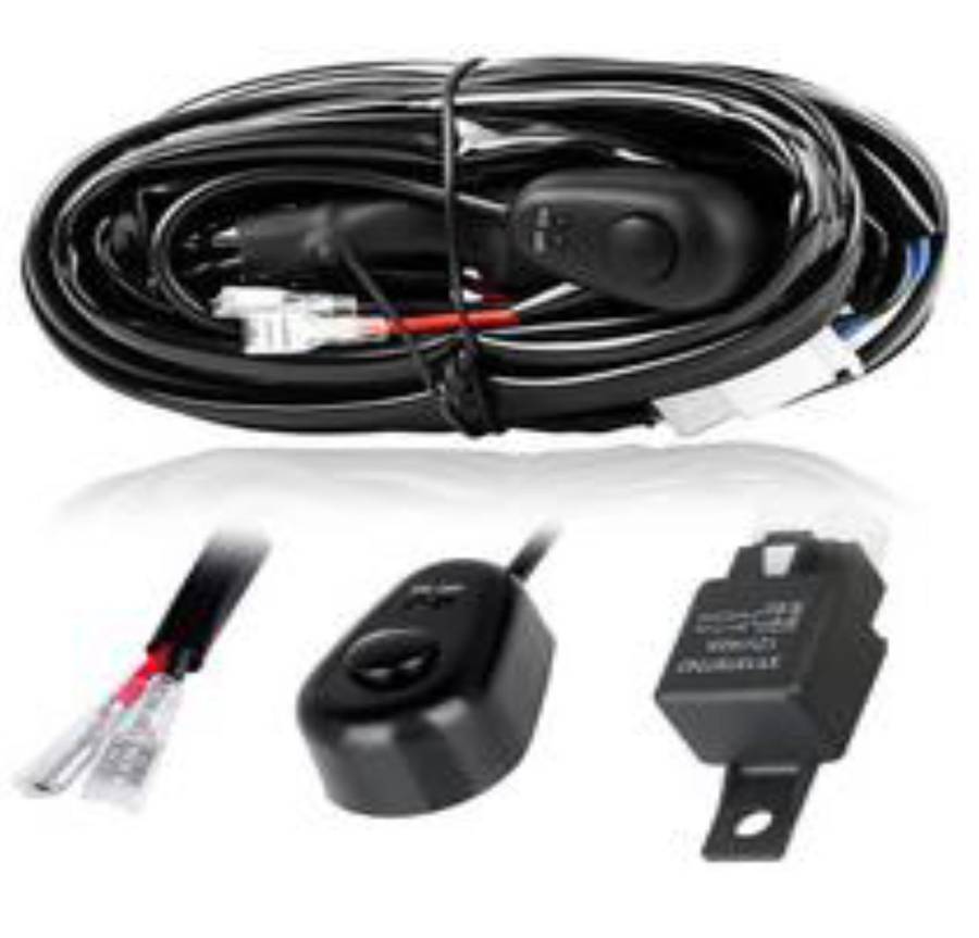 Universal wiring loom with push button switch