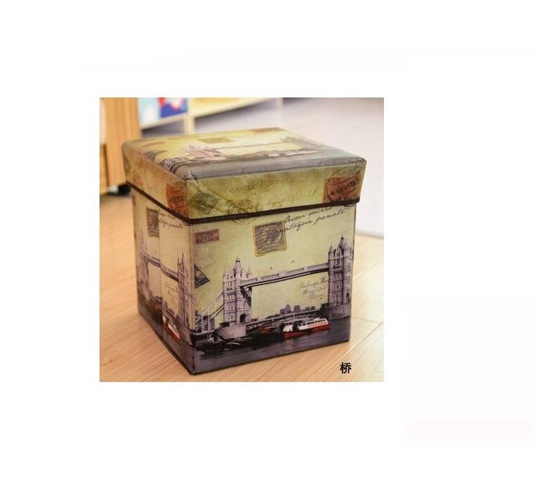 Folding Storage Ottoman Gift - Vintage Bridge