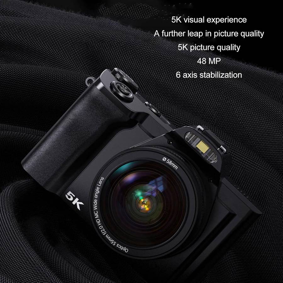 48MP 5K HD Smart Digital Camera, Ultra Clear 6 Axis Anti Shake, 16X Zoom, for Photography, with 3...
