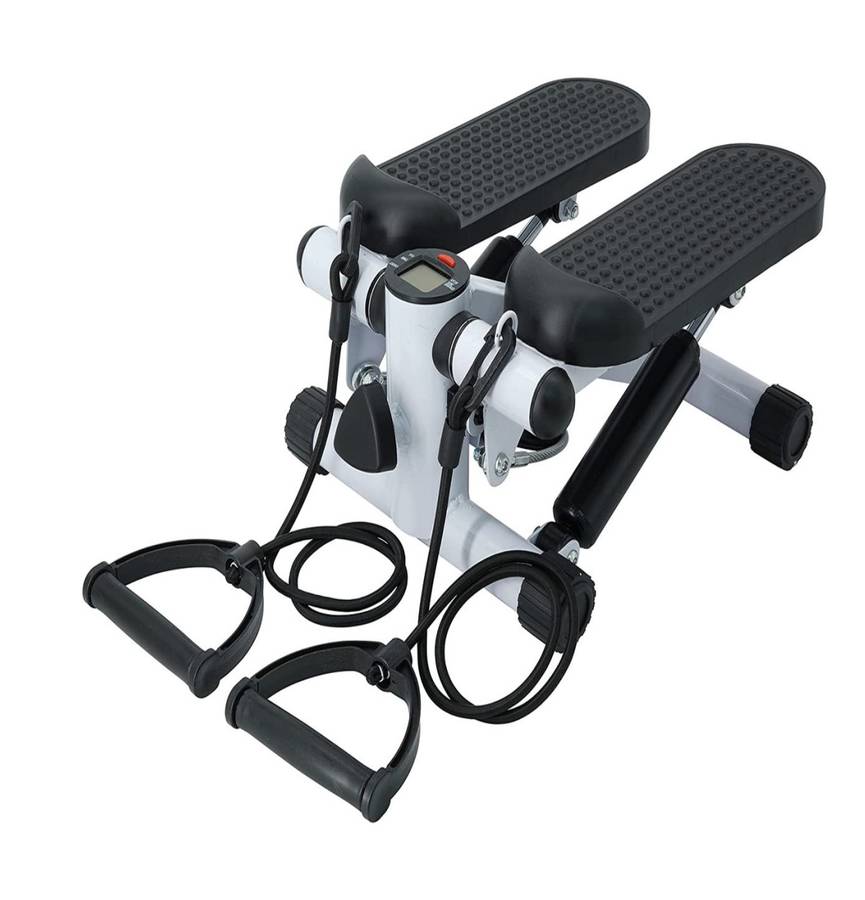 Fitness exercise stepper bike with resistance bands