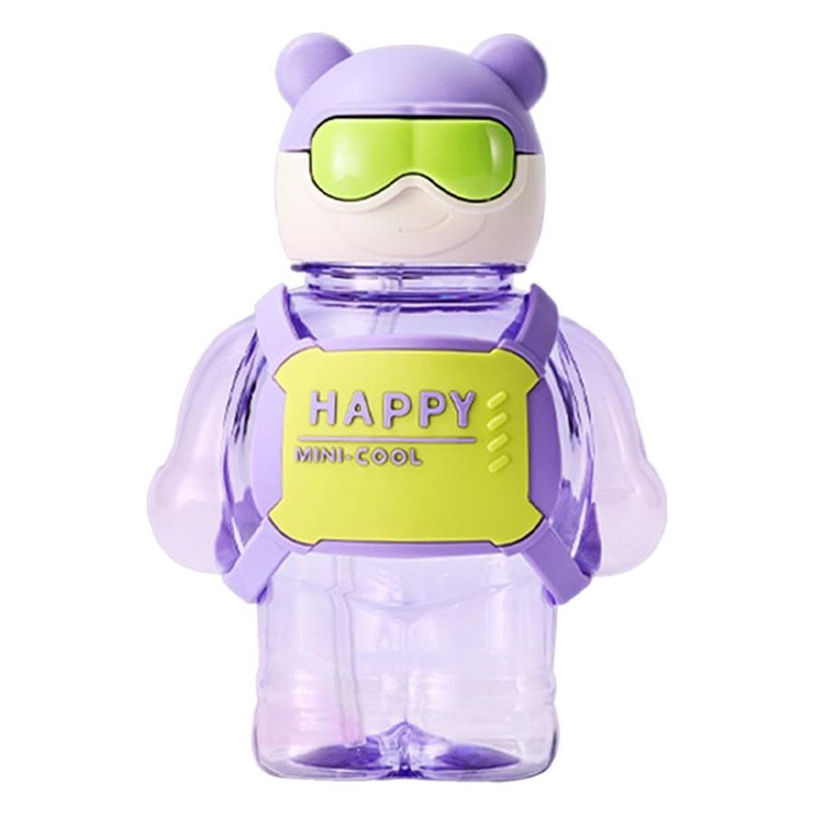 Trendy Creative Mini Cute Bear Water Bottles with Silicone Leak Proof 800ml - Purple