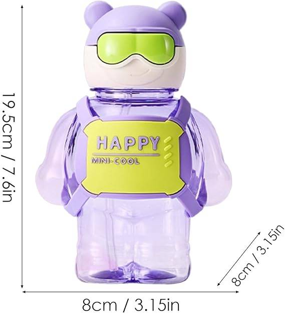 Trendy Creative Mini Cute Bear Water Bottles with Silicone Leak Proof 800ml - Purple