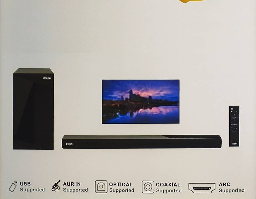 ECCO MV99C4 2.1 Channel Soundbar System  120W Peak Power, Deep Bass Subwoofer, Multi-Input Con...
