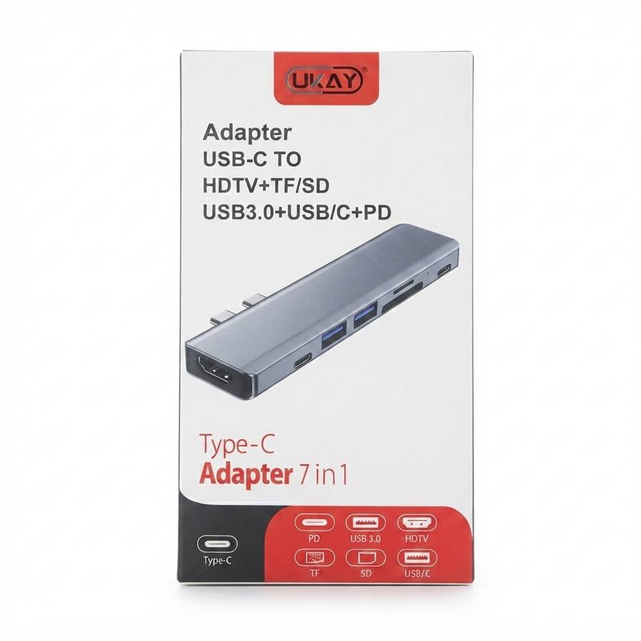 7-in-1 USB-C Multiport Adapter Hub with HDMI 4K, USB 3.0, SD/TF Card Reader & 100W Power Delivery