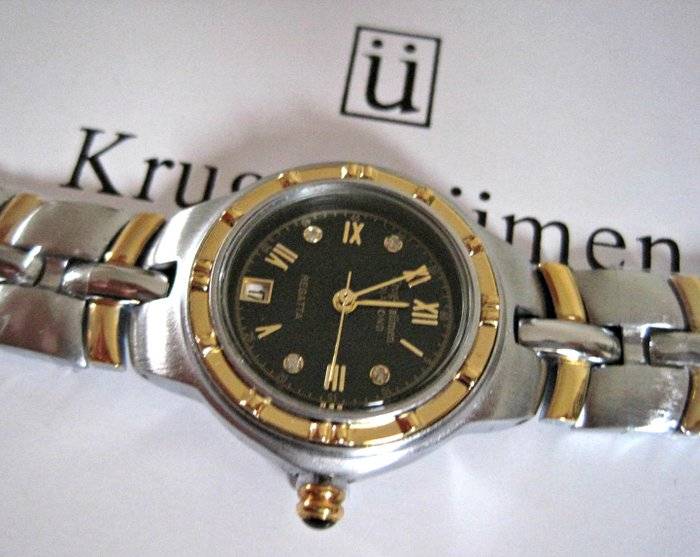 NEW RRP £605 Krug Baumen 2616DL LADIES Regatta 4X Genuine Diamond Blue Dial Two Tone Watch