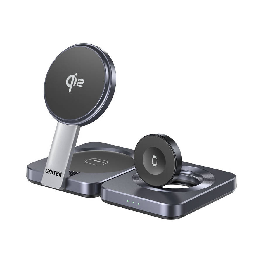 Unitek - P1300A 3-In-1 Qi2 Foldable Wireless Charging Station - Unitek - P1300A 3-In-1 Qi2 Foldab...
