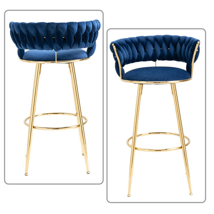KC Furn-Marloe Bar Chair (Navy blue set of 2)