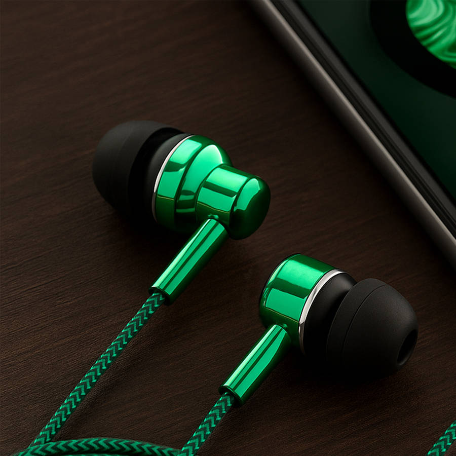 EB250 EARPHONE WIRE MIC 3.5MM GREEN